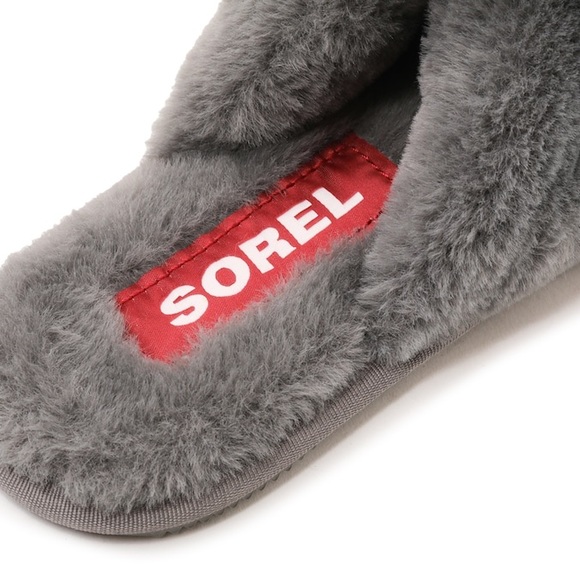 SOREL Go Mail Run Slide Fur Slipper Grey Size 8 - Picture 8 of 9